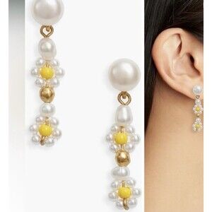 Madewell Daisy Cultured Pearl Linear Drop Earrings